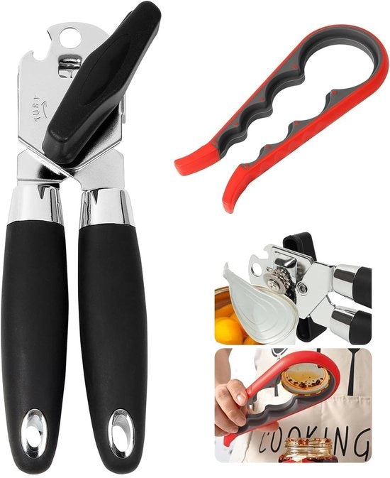 Apri-bottiglie Professionale - 2 pezzi - Set multifunzionale - Manico antiscivolo - Leggero - Acciaio inossidabile - Apripet - Apri-bottiglie