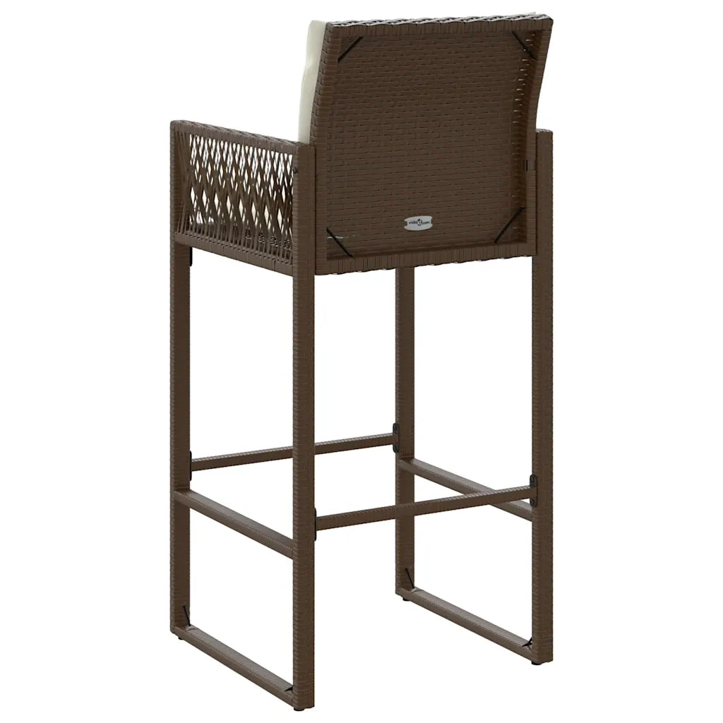 Sgabelli da Bar con Cuscini 2 pz Marroni in Polyrattan 368706