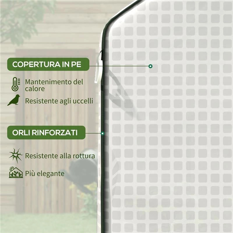 COPERTURA SERRA DA GIARDINO IN PE CON PORTA A CERNIERA E FINESTRE, 140X73X190 CM, BIANCO