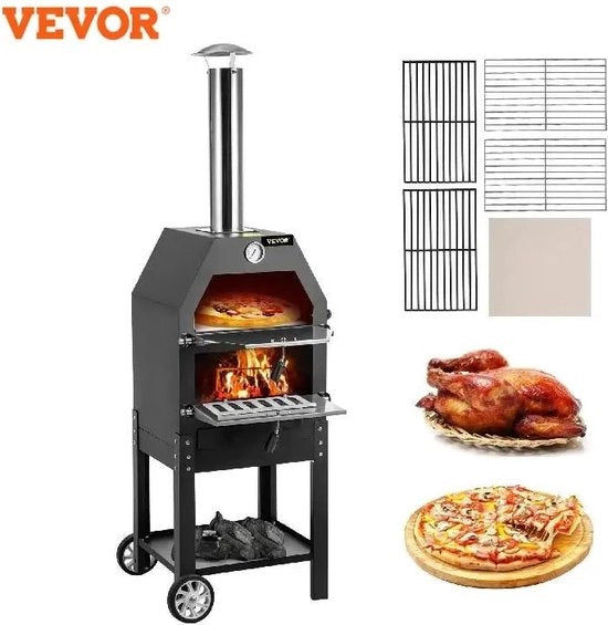 Forno per Pizza in Legno - con Ruote e Maniglia - Esterno