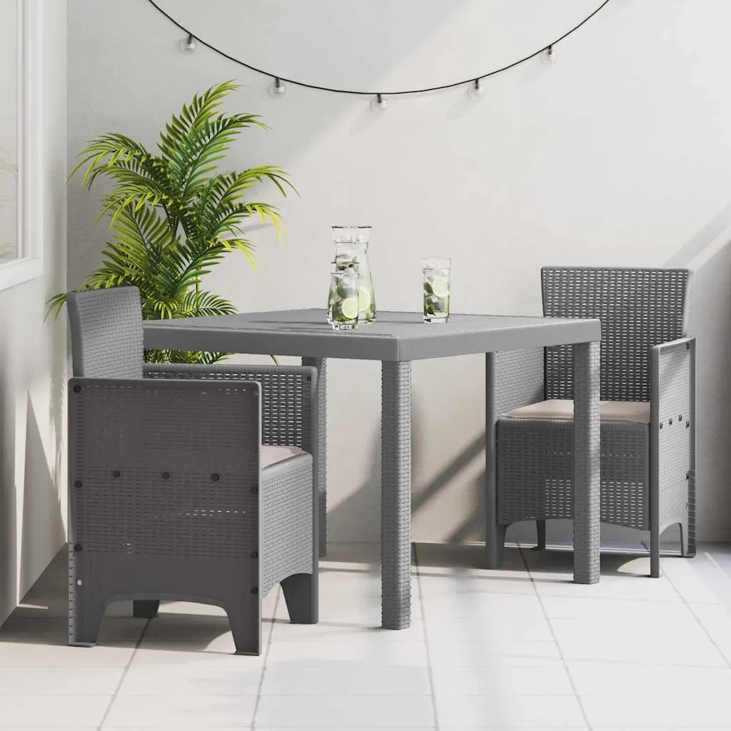 Set da Pranzo per Giardino 3 pcs Grigio chiaro Polipropilene