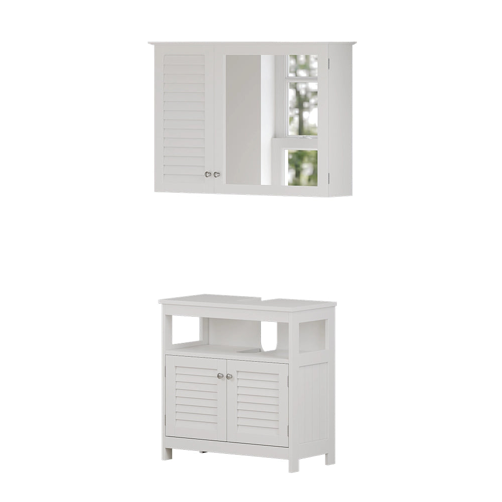 Vicco Set di mobili da bagno Bianco 2 parti, base con ripiano intermedio