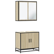 Set Mobili da Bagno | Armadio da bagno 2 pz Rovere Sonoma in Legno Multistrato