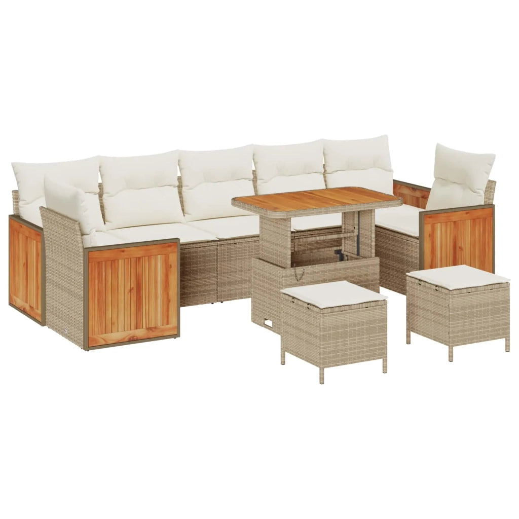 Set Divano da Giardino con cuscino 10 pcs Beige e Crema 3363161