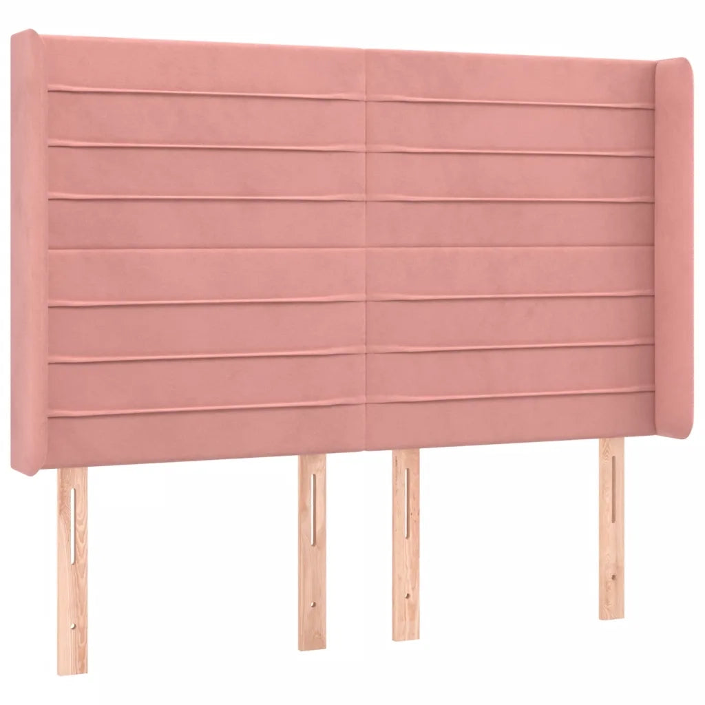 Letto a Molle con Materasso e LED Rosa 140x200 cm in Velluto