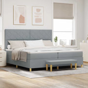 Letto a molle con materasso Grigio chiaro 200 x 200 cm Tessuto