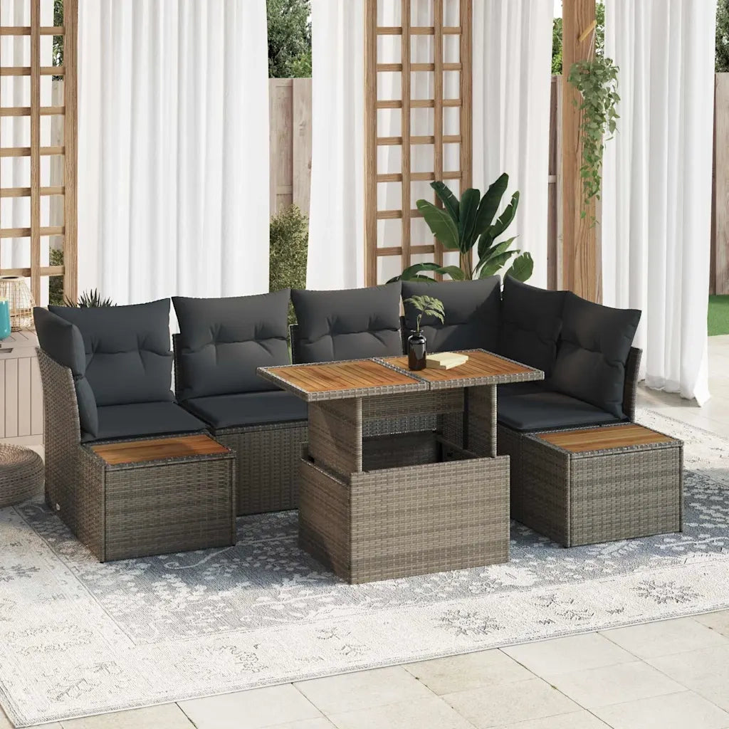 Set Divano da Giardino 10 pcs Grigio Poly Rattan 3358838
