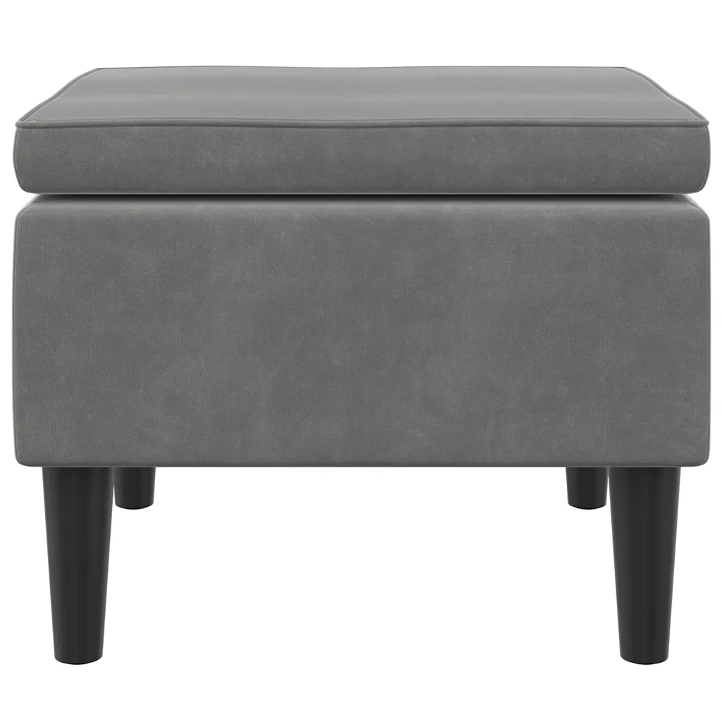 Poggiapiedi con Gambe in Legno Grigio Scuro in Velluto 329437