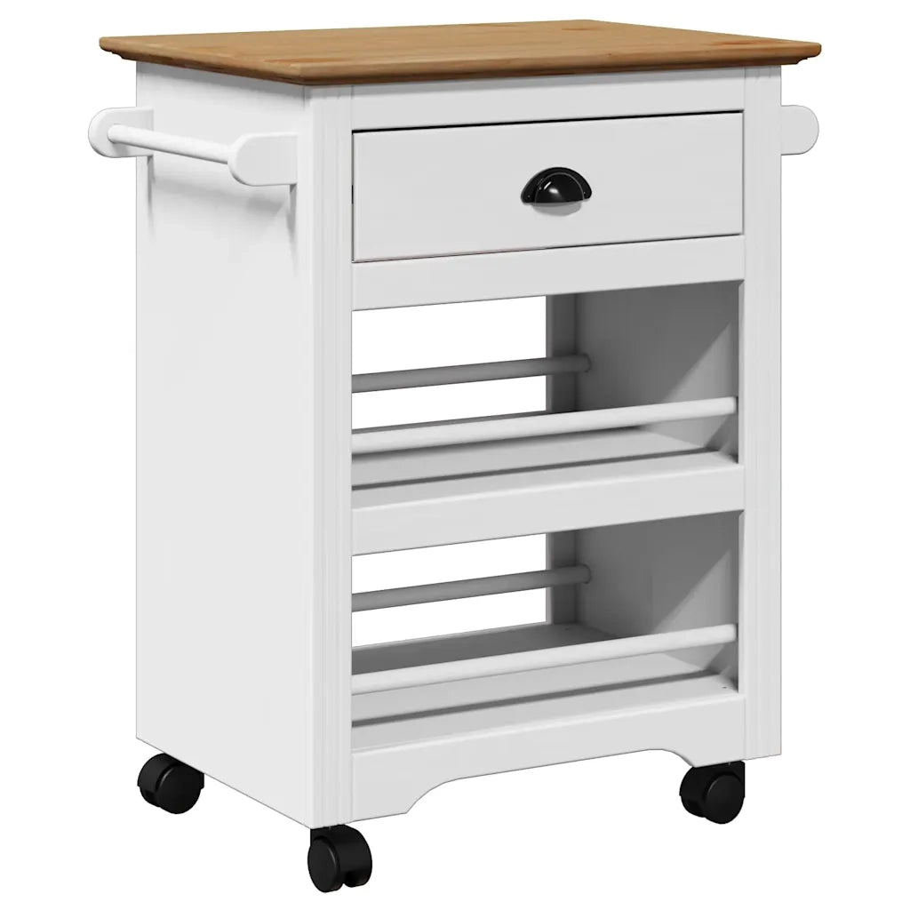 Carrello da Cucina BODO Bianco e Marrone 67,5x45x80 cm CFW9355089