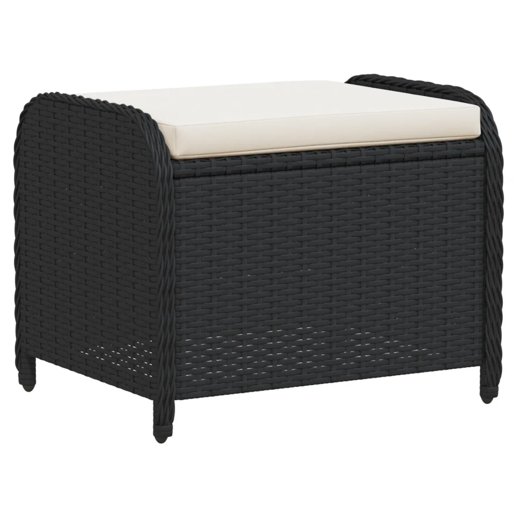 Sgabello Giardino con Cuscino Nero 58x46x46 cm in Polyrattan CFW8872550