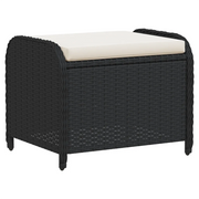 Sgabello Giardino con Cuscino Nero 58x46x46 cm in Polyrattan CFW8872550