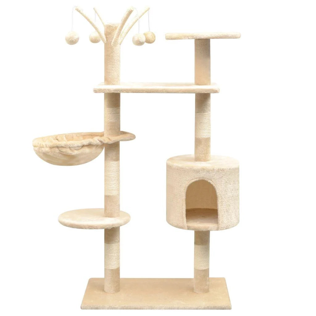 Tiragraffi albero per gatti cuccia per gatti giocattolo peluche sisal 125 cm beige 3702210