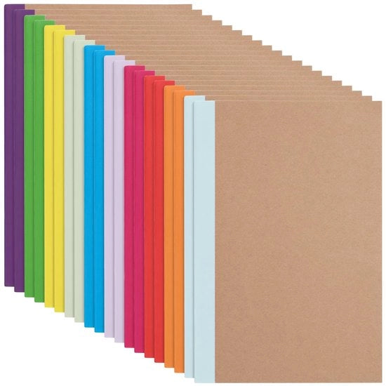 Notebook A5 20 pezzi - 60 pagine - 80gsm carta kraft - 14 x 21cm - legato - Ideale per appunti/disegni - Quaderno A5