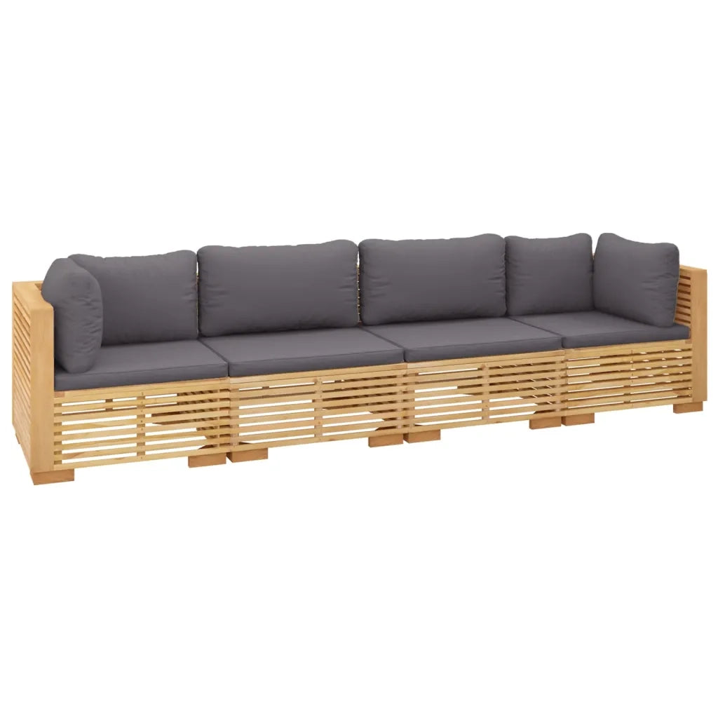 Set Divani da Giardino 4 pz con Cuscini Legno Massello di Teak 3100868