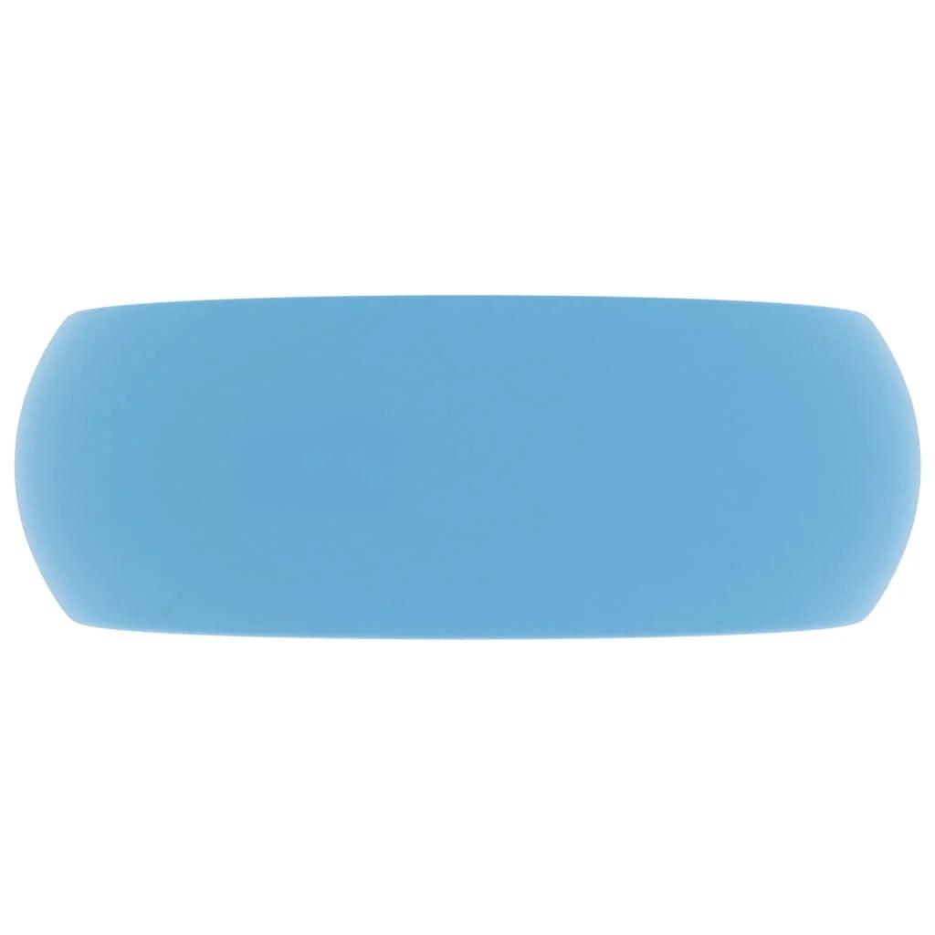 Lavabo da appoggio rotondo di lusso per bagno cucina guardaroba arredamento d'interni 40 x 15 cm ceramica azzurra opaca 02_0002742