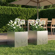 Vaso da giardino 2 pz Argento 50 x 50 x 49 cm Acciaio zincato 8005803