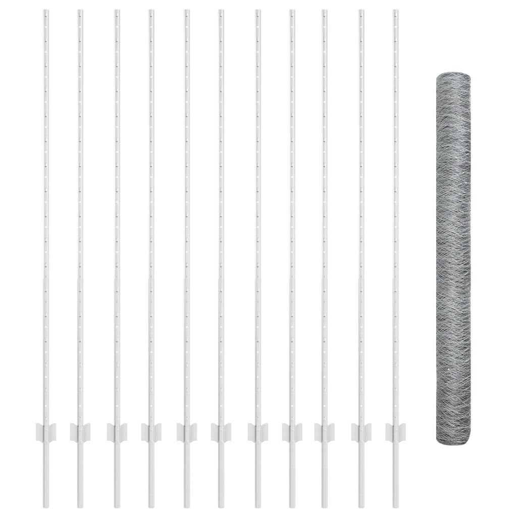 Pali di recinzione  22 pezzi U-Channel 160 cm in acciaio zincato