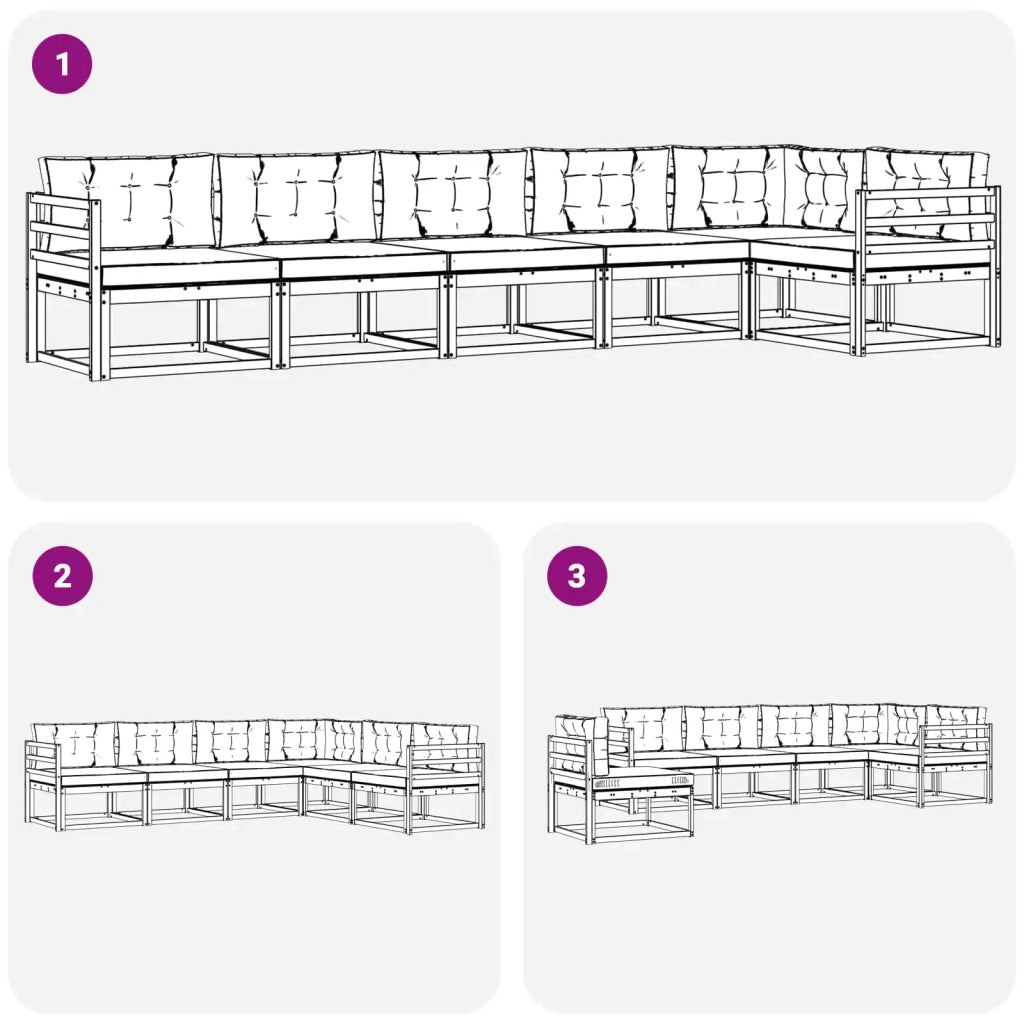Set di divani da esterno 4 pz Bianco e Grigio Chiaro Poliestere 3386500