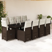 vidaXL Set Bistrò da Giardino 11 pz con Cuscini in Polyrattan Marrone
