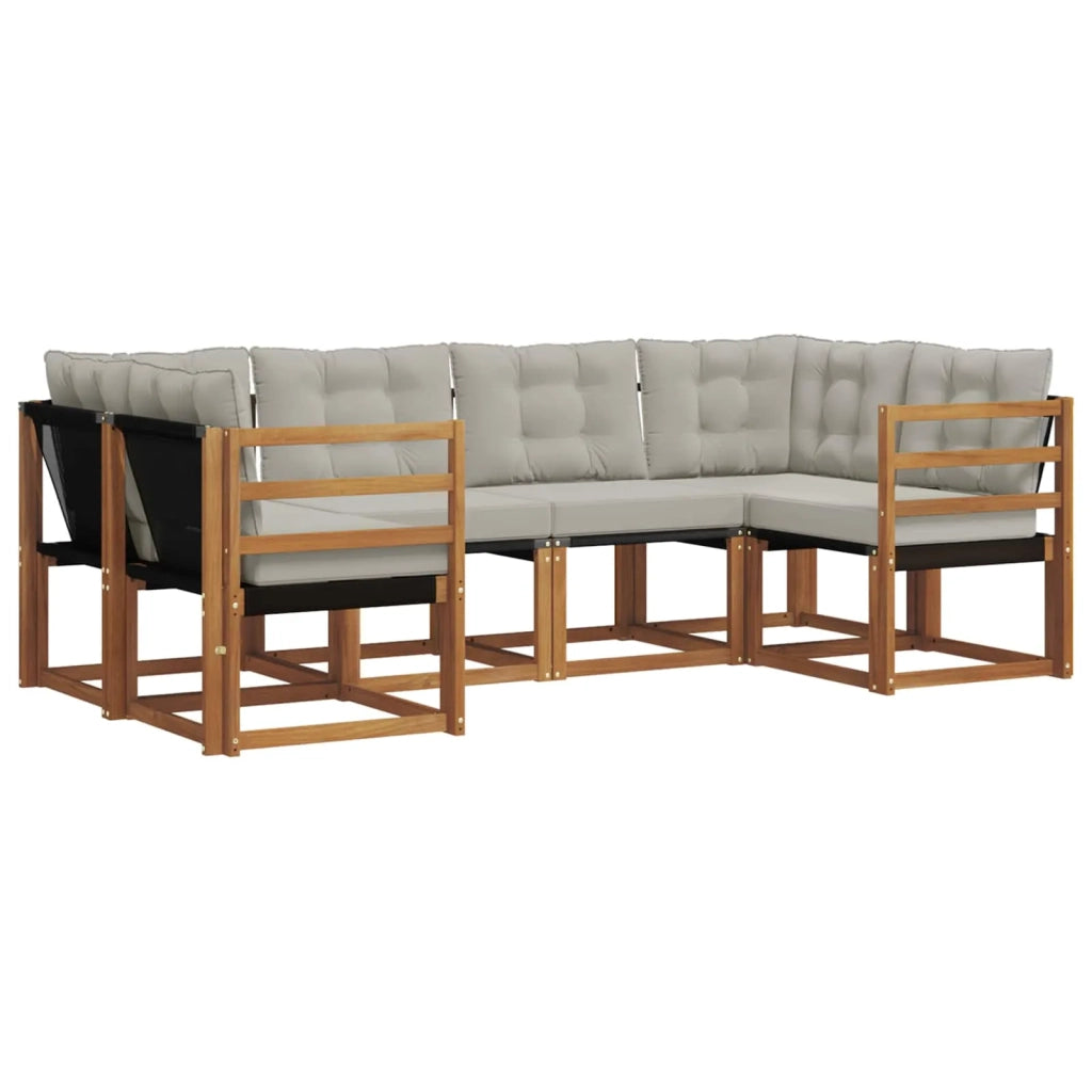 Set di divani da esterno 6 pcs Naturale e Grigio Chiaro