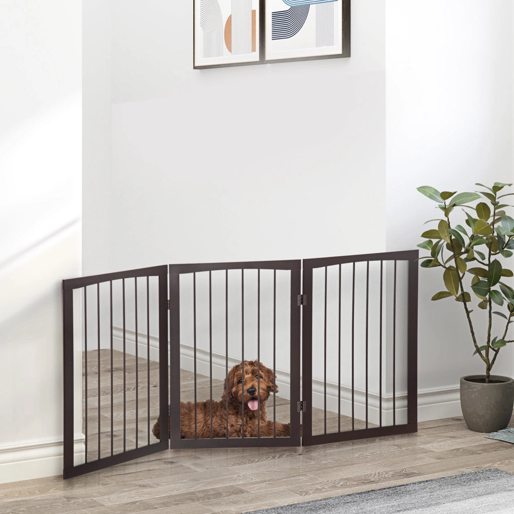 Cancelletto di Sicurezza per Animali Domestici 160x76 cm in MDF Marrone Scuro
