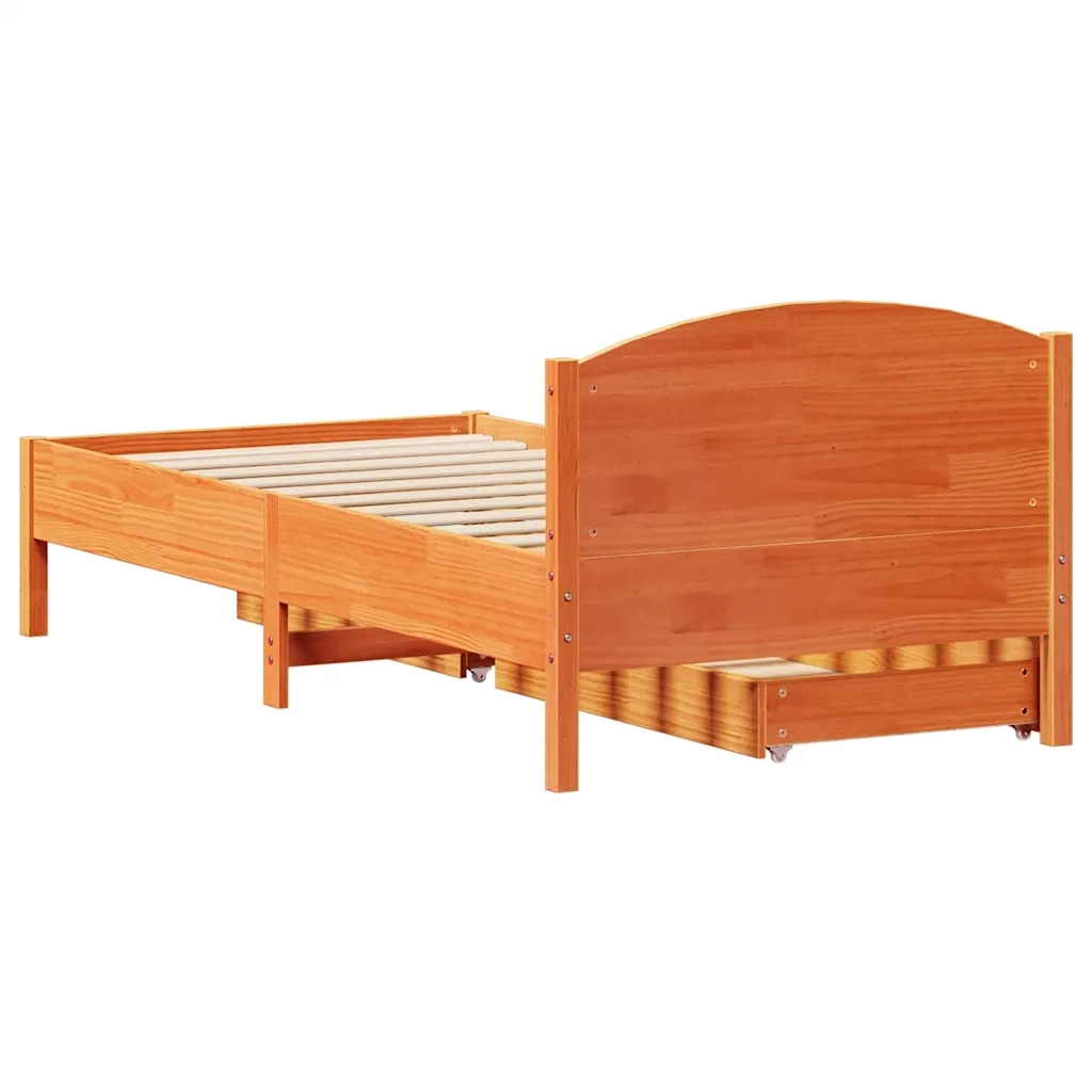 Letto senza Materasso Marrone Cera 90x190 cm in Legno di Pino