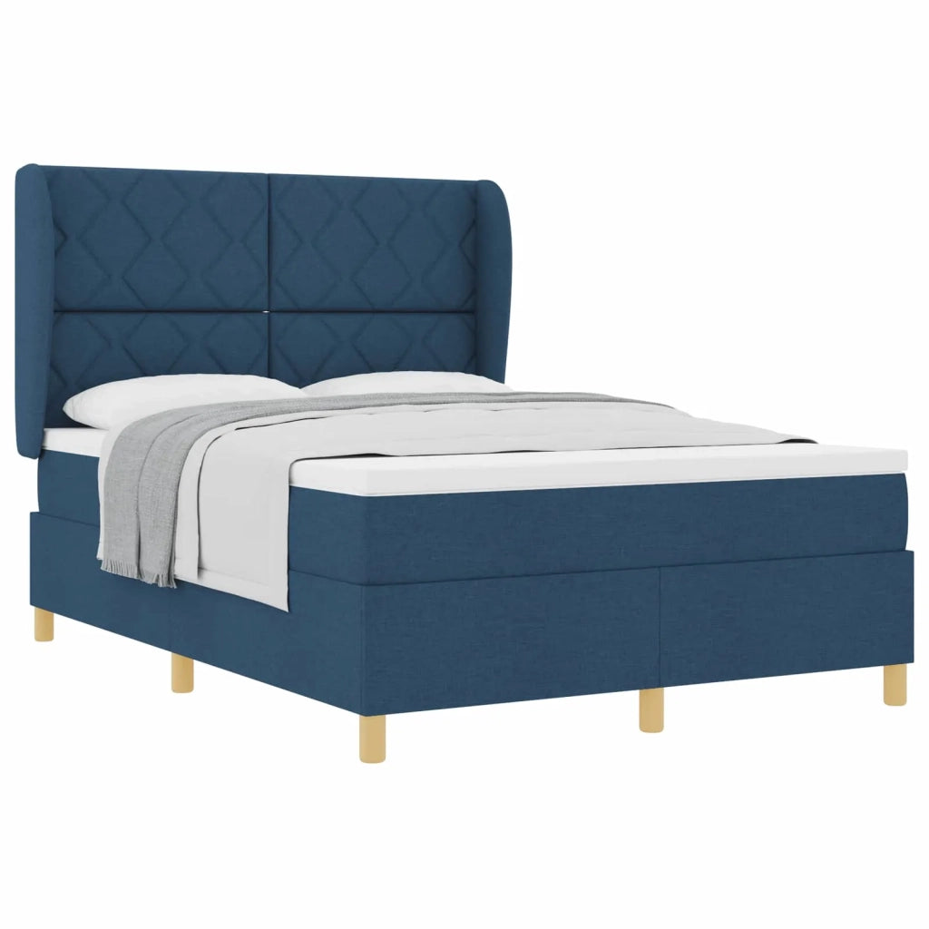 Letto a molle con testiera Blu 200 x 140 cm Tessuto 3340822