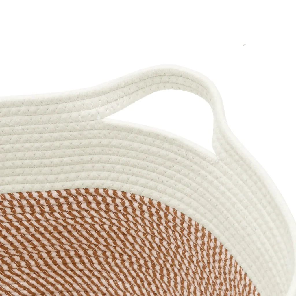 Cestino Portaoggetti Marrone e Bianco ?40x25 cm in Cotone CFW9825136