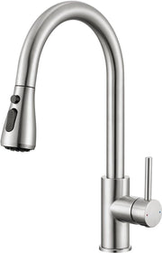 Kraan da cucina con 3 posizioni, alta pressione da cucina con rubinetto da doccia estensibile, miscelatore da cucina girevole 360°, miscelatore da cucina a un giro con grande arco, miscelatore da cucina in acciaio inossidabile