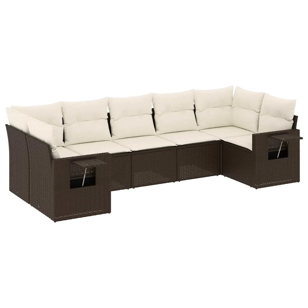 Set Divani da Giardino 7 pz con Cuscini Marrone in Polyrattancod mxl 92216