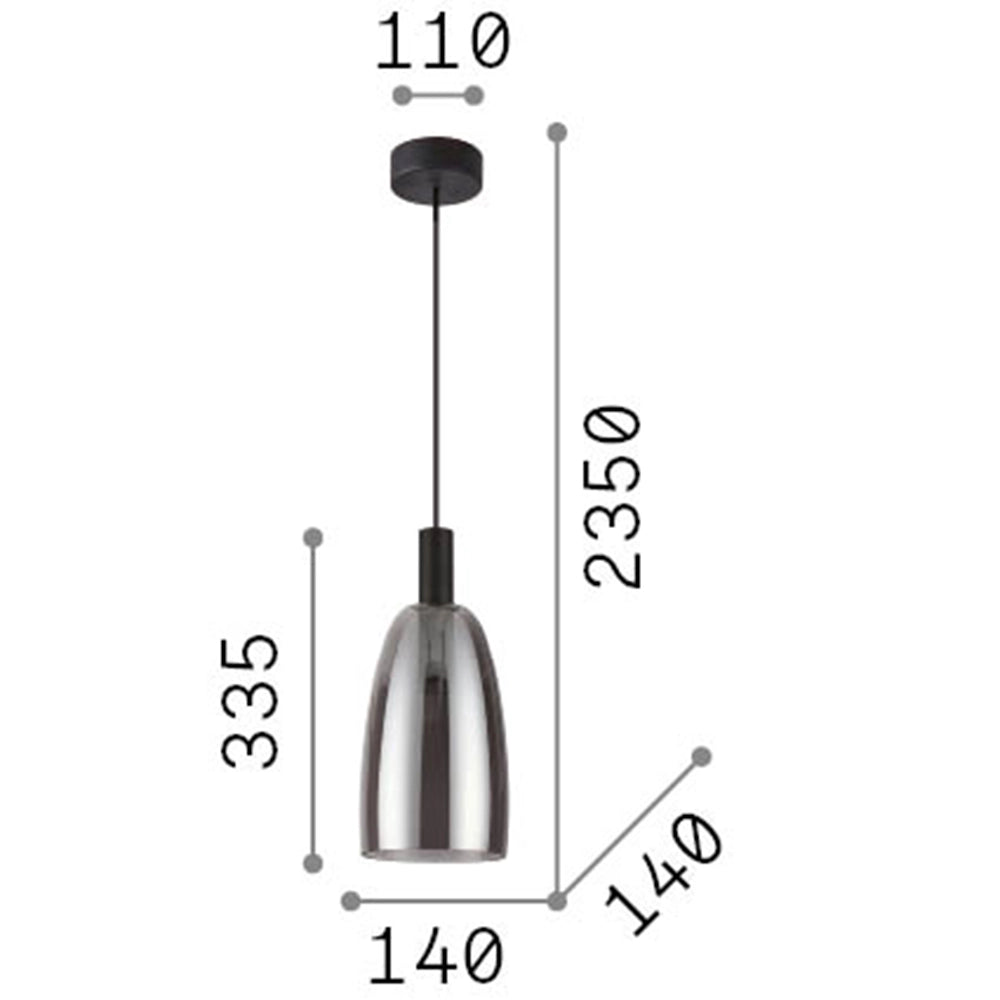 Sospensione Moderna Coco-3 Metallo Fumè Led 7W 3000K Luce Calda