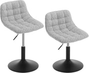2 x Sgabelli per Toeletta Trucco, Sedia da Trucco con Schienale, Sgabello Regolabile in Altezza, Seduta in Ciniglia, Base in Metallo, Sgabello per Cucina, Camera da Letto, Grigio