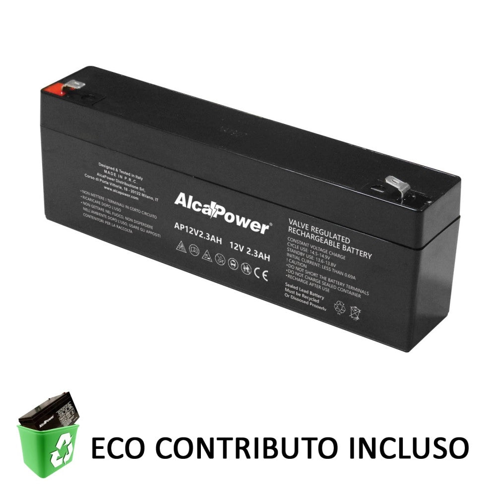 Alca power batteria al piombo da 12v 2,3ah ricaricabile per ups e illuminazione di emergenza