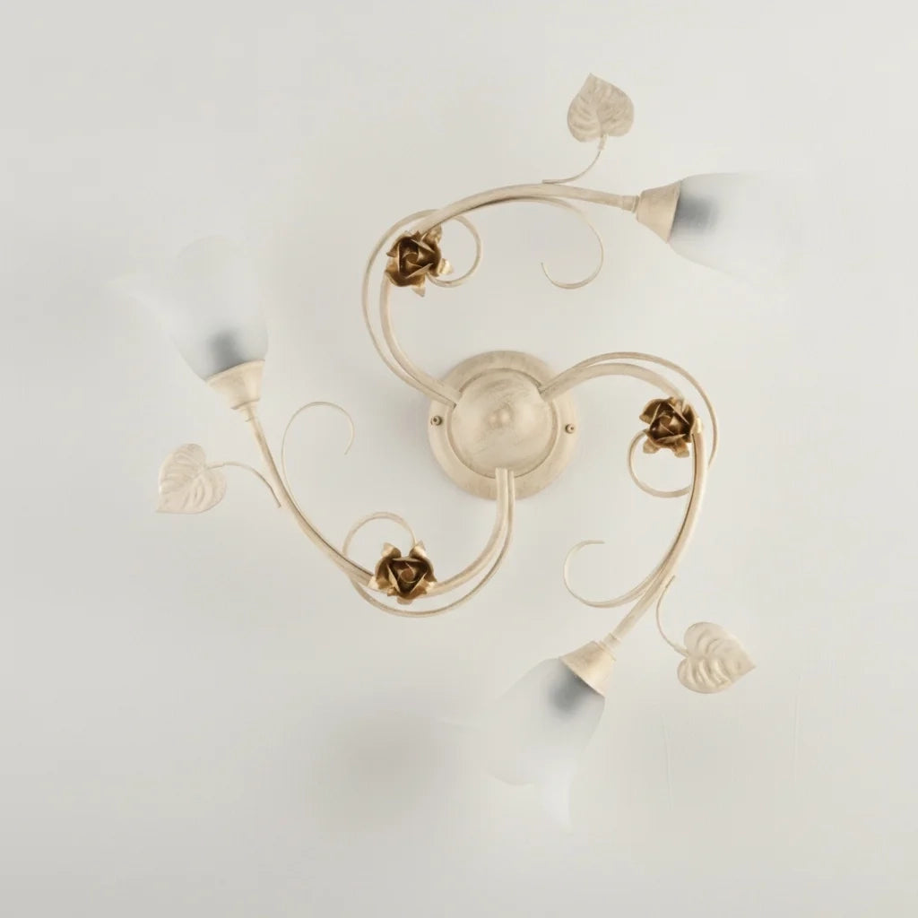 Plafoniera Arte Povera Cestino 3 Luci Avorio e Bianco LuceArt Classic