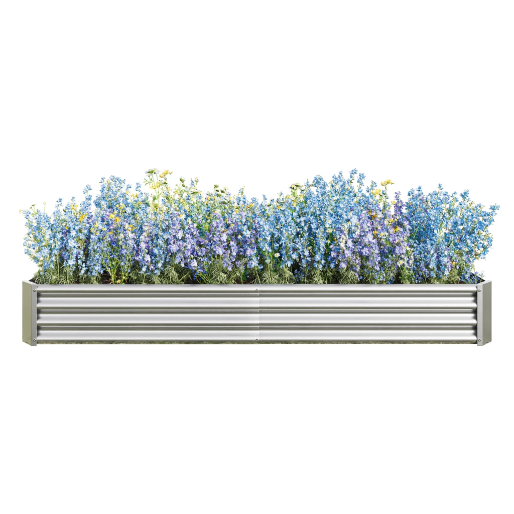 Orto rialzato su gambe in acciaio zincato senza fondo con bordi ripiegati argento 232 × 113,5 × 30 cm