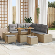 Set Divani Giardino 8 Pezzi con Cuscini Beige in Rattan Polietilene