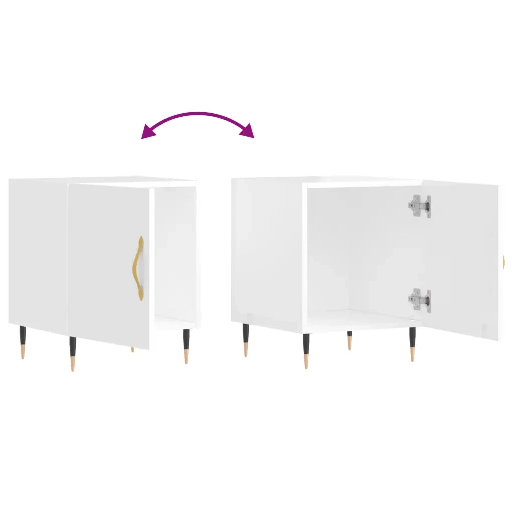 Comodini 2 pz Bianco Lucido 40x40x50 cm in Legno Multistrato 827521