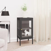 Credenza Antracite 38x35x70 cm in Acciaio e Vetro 336063