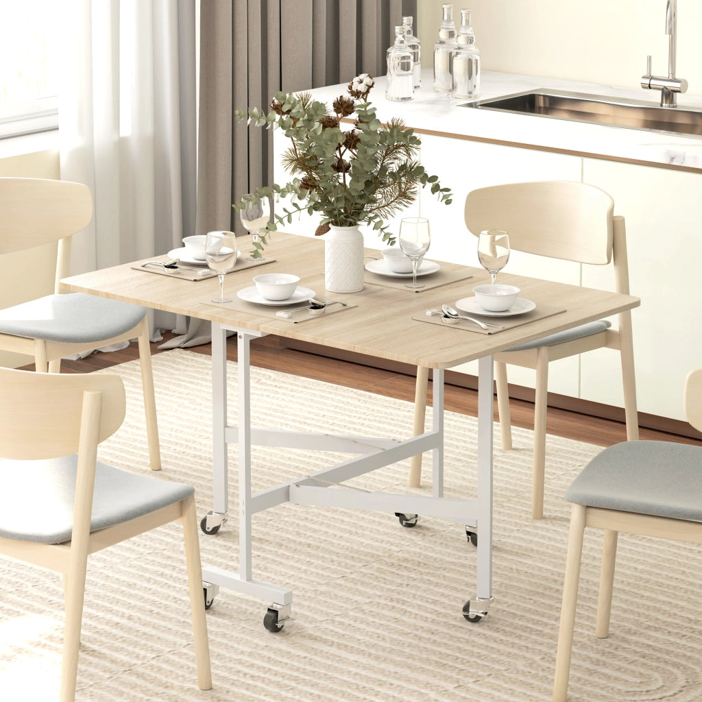 Tavolo da pranzo allungabile pieghevole con ruote ¨C zephmum ¨C rovere 120x80x73 cm
