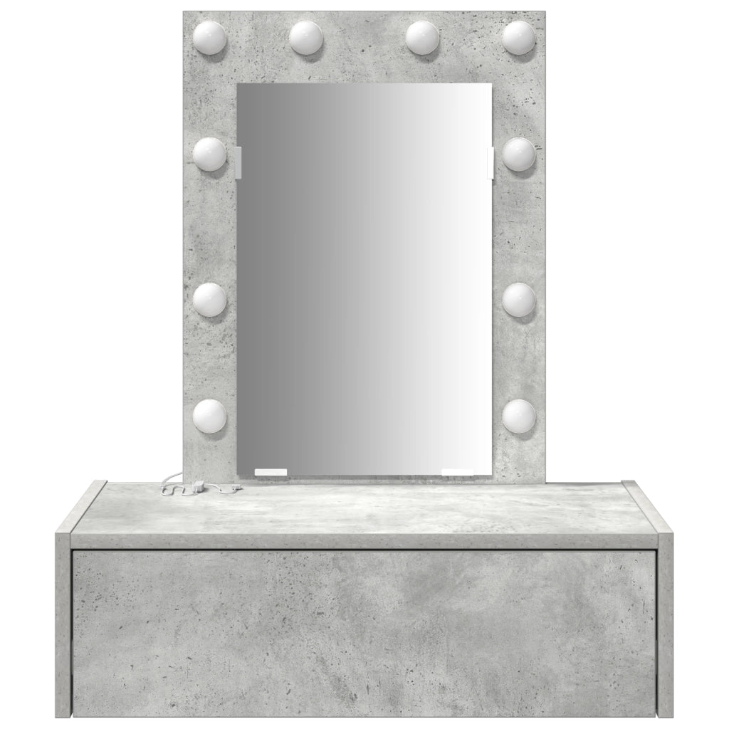 Tavolo da trucco a parete con luci LED Grigio cemento