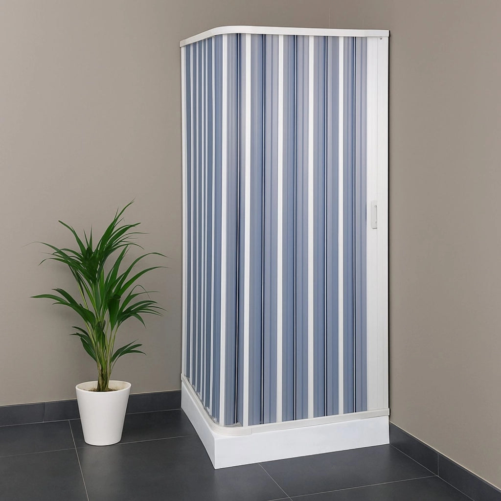 Box doccia a soffietto a due lati in pvc guide estensibili aperture reversibili *** misure 92-102 x 92-102 cm, confez...