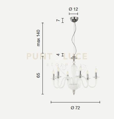 LAMPADARIO DEBUSSY 6 LUCI OTTANIO E CROMO ATTACCO E14 D.72CM