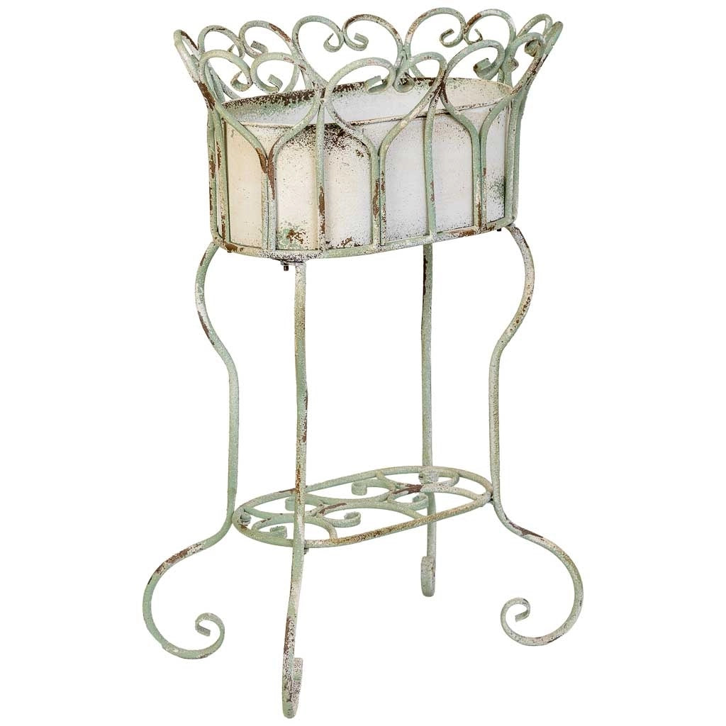 Fioriera in metallo bianco 43,5x34,5x71,5h cm