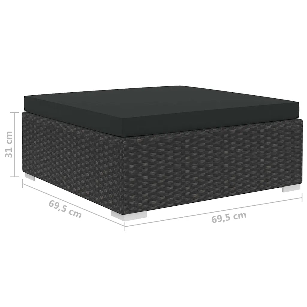 Set Divani da Giardino 8 pz con Cuscini in Polyrattan Nero 48314