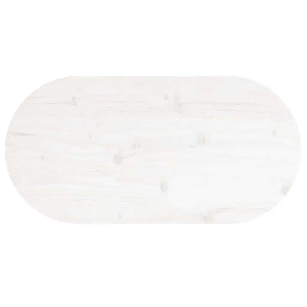Piano Tavolo Bianco 60x30x2,5cm in Legno Massello di Pino Ovale 824341