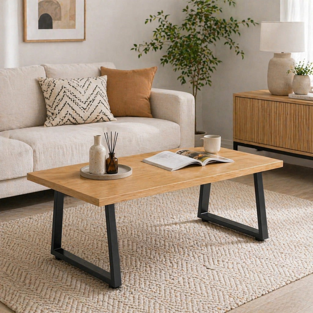 Set 2 Gambe per Tavolo 60x10x43 cm Trapezoidali con 12 Fori e 12 Viti Capacità 75 kg in Acciaio Nero