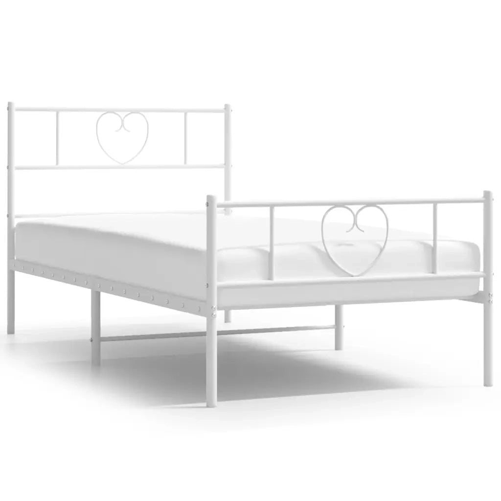 Giroletto con Testiera e Pediera-Struttura Letto Metallo Bianco 90x200 cm 434438