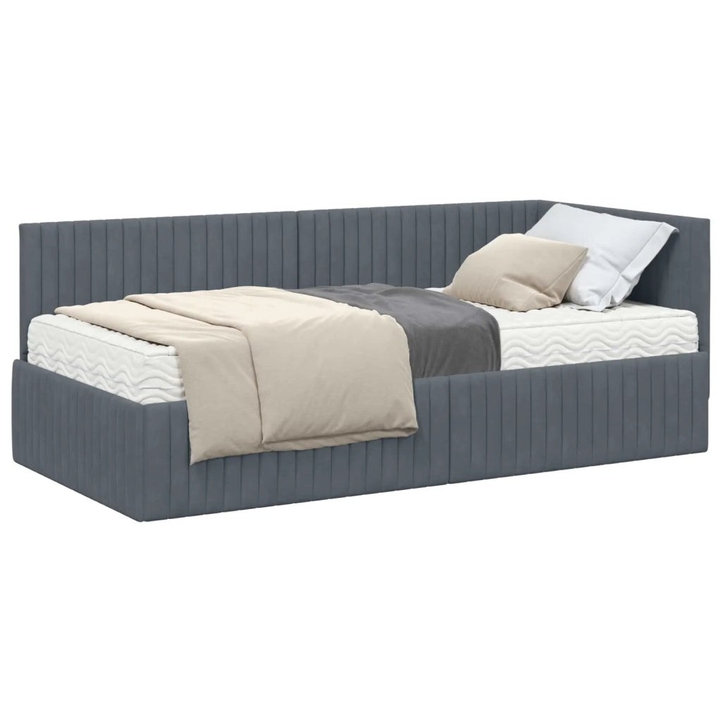Struttura Letto Angolare con Materasso 2 pz-Giroletto con materasso Grigio Velluto 499350