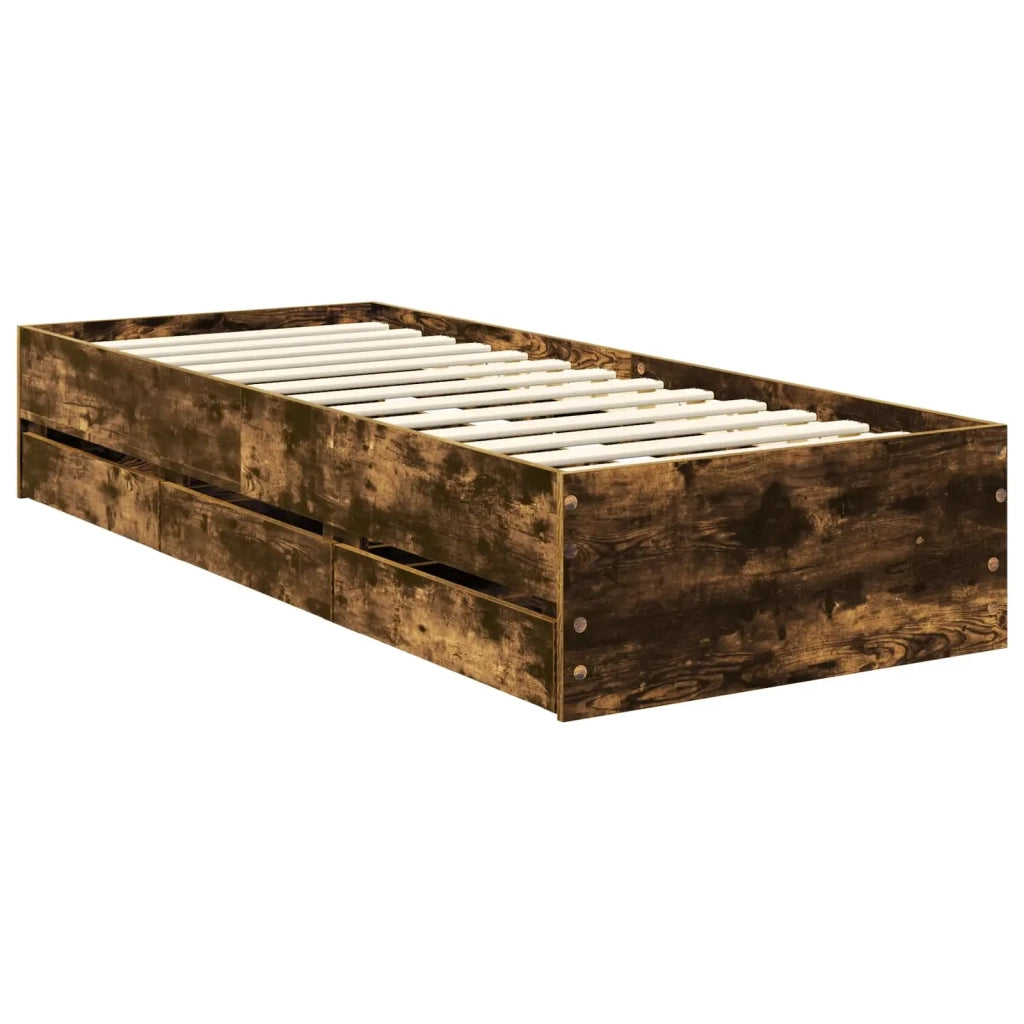 Struttura del letto con cassetto Rovere fumé 75 x 190 cm 3408037