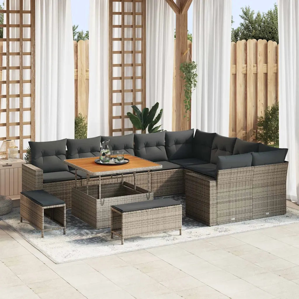 Set Divano da Giardino con cuscino 13 pcs Grigio polyrattan 3363598